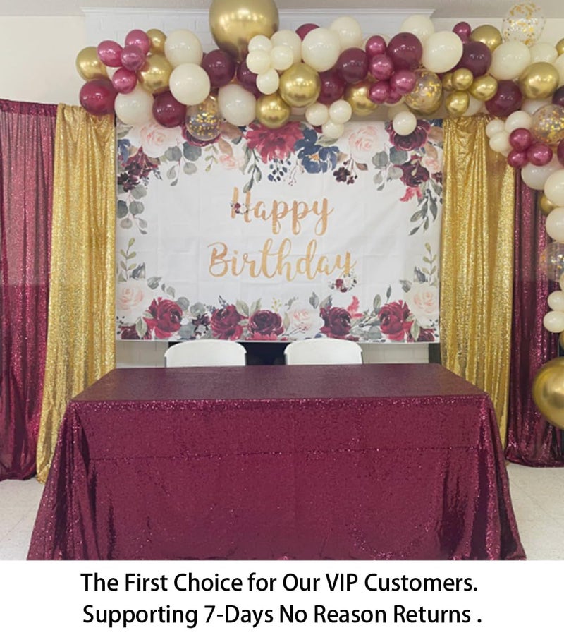 ShiDianYi Sequin Tablecloth Burgundy 90x132-Inch Sequin Table Linens Rectangle Wine Tablecloth for Wedding Decor -190222E - Image 4